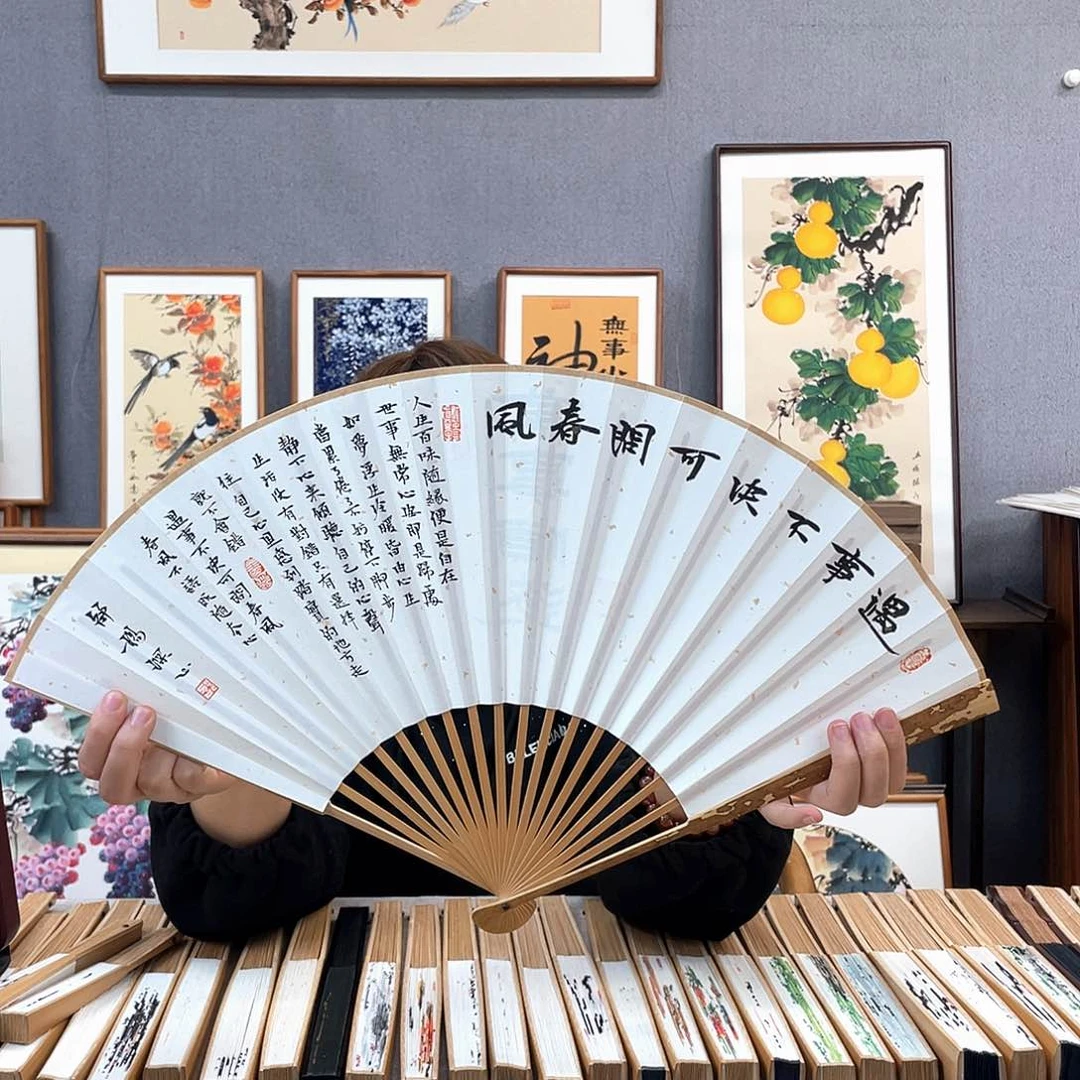 国画95寸梅妃-纯手绘-文玩扇骨（默认粘好）遇事不决