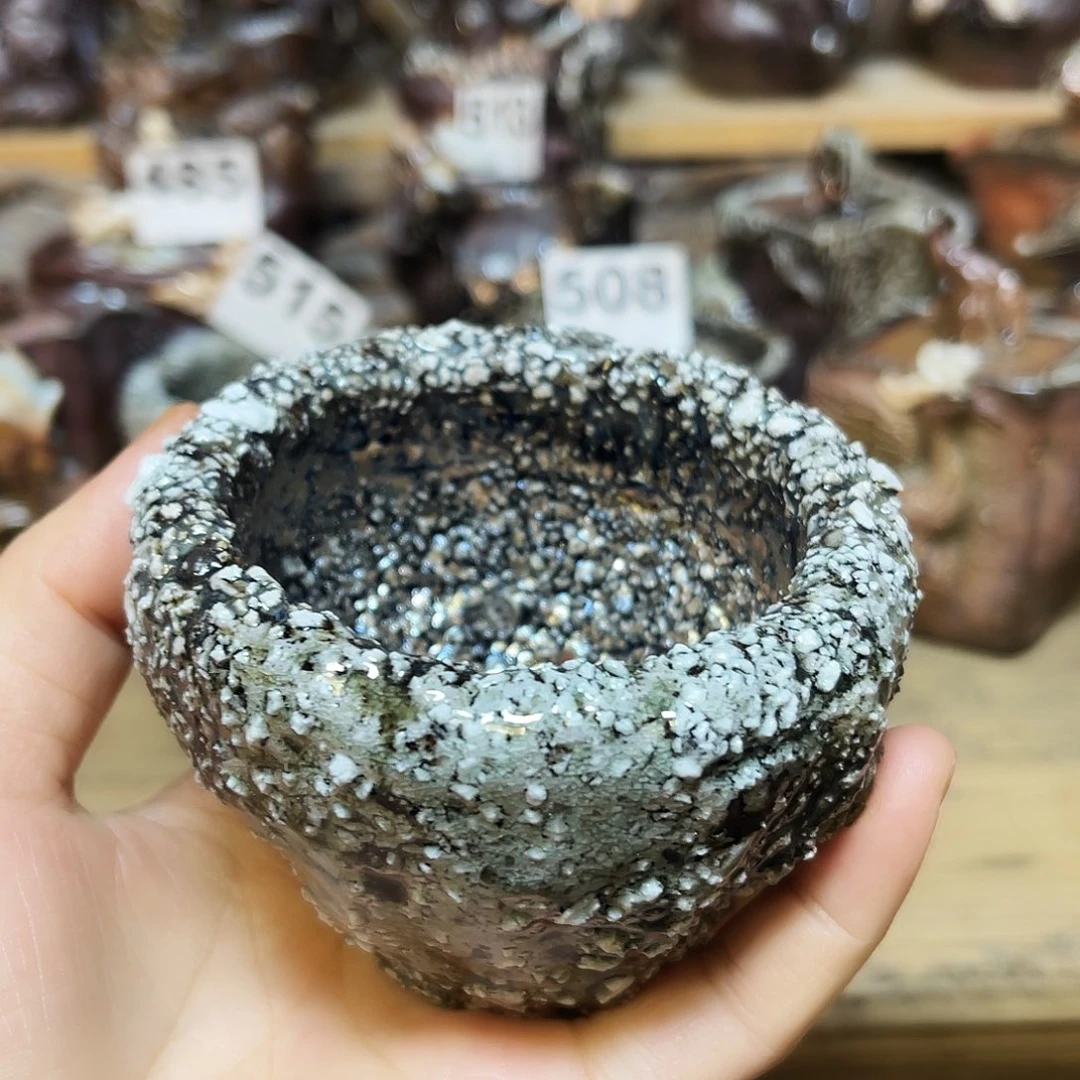 杯柴烧石头手捏杯