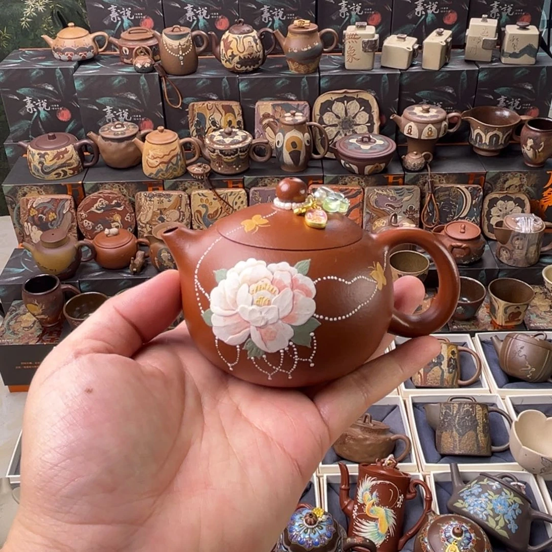 茶壶紫砂160cc珠帘牡丹