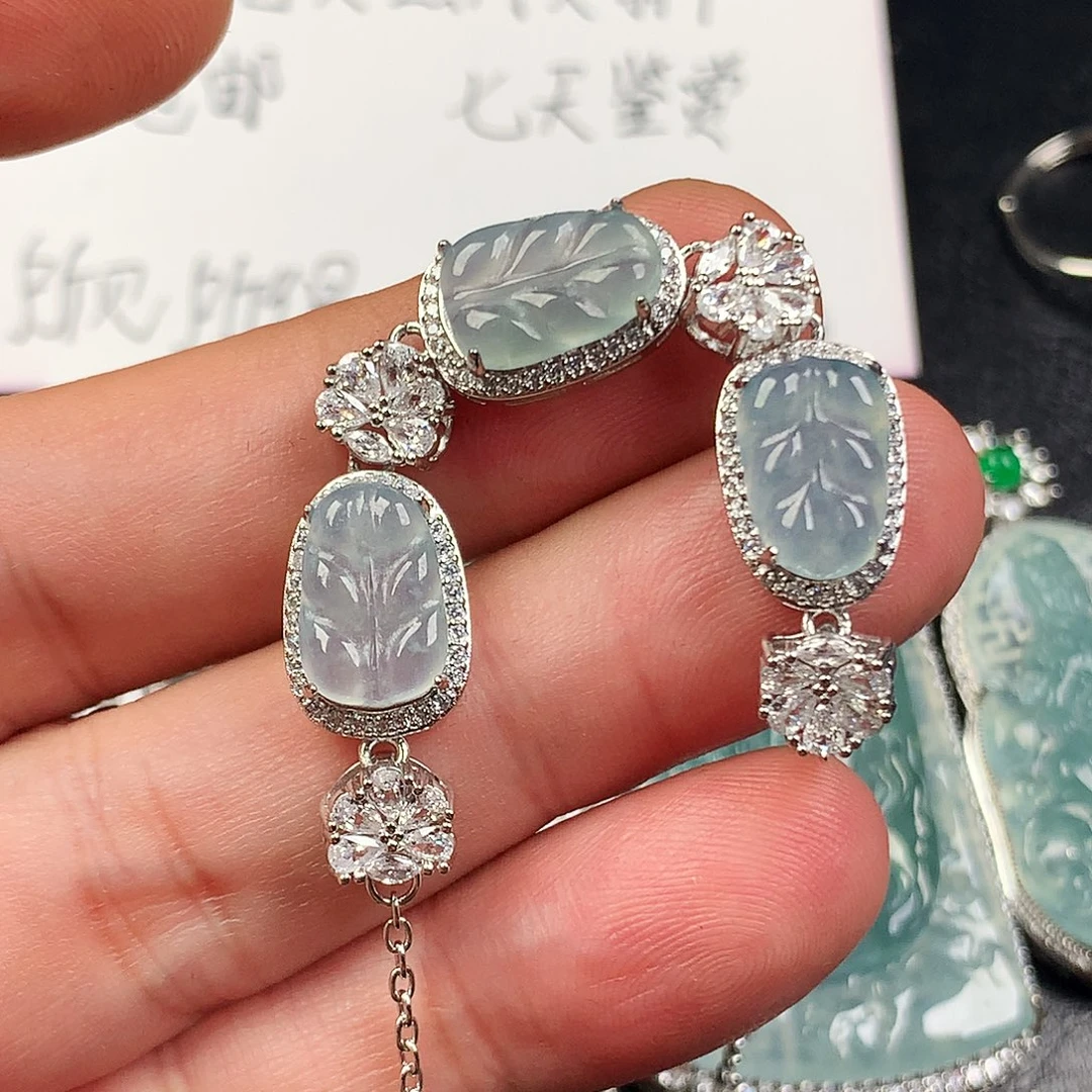 翡翠未镶嵌颈饰叶子手链
