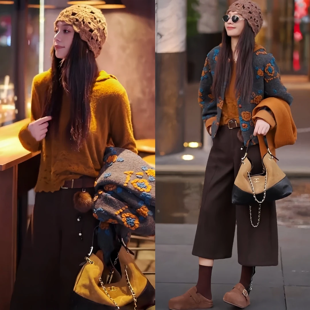 2025秋季新款小香风短外套百搭气质连帽针织衫时尚高腰八分裤套装