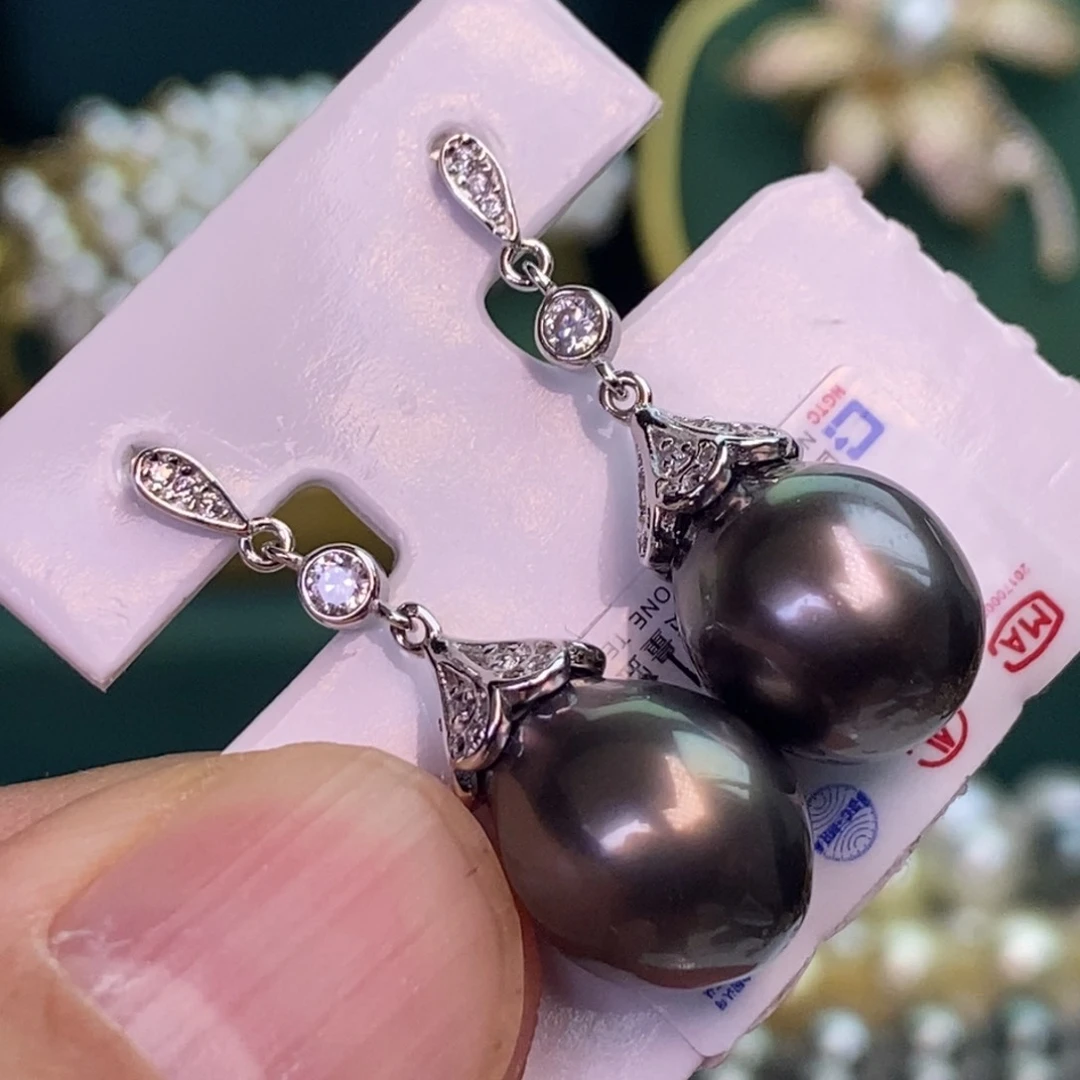 银S925镶嵌耳饰海水珍珠