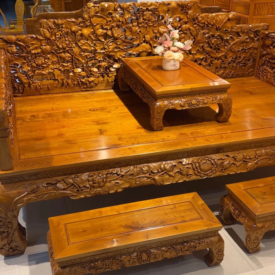 用***6木质类金丝楠家具罗汉床四件套