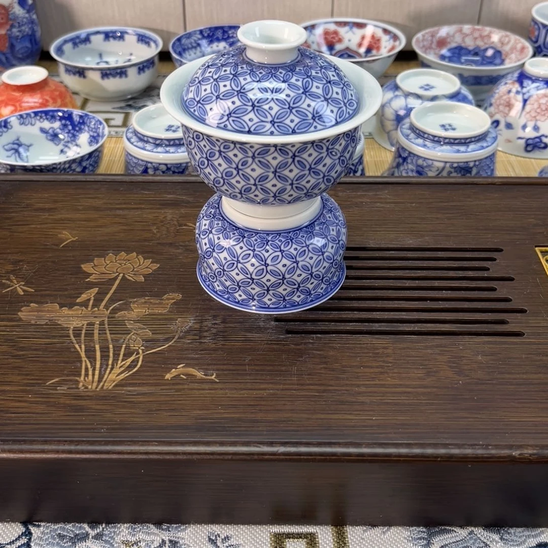 铜钱纹钱多多盖碗+炉式杯