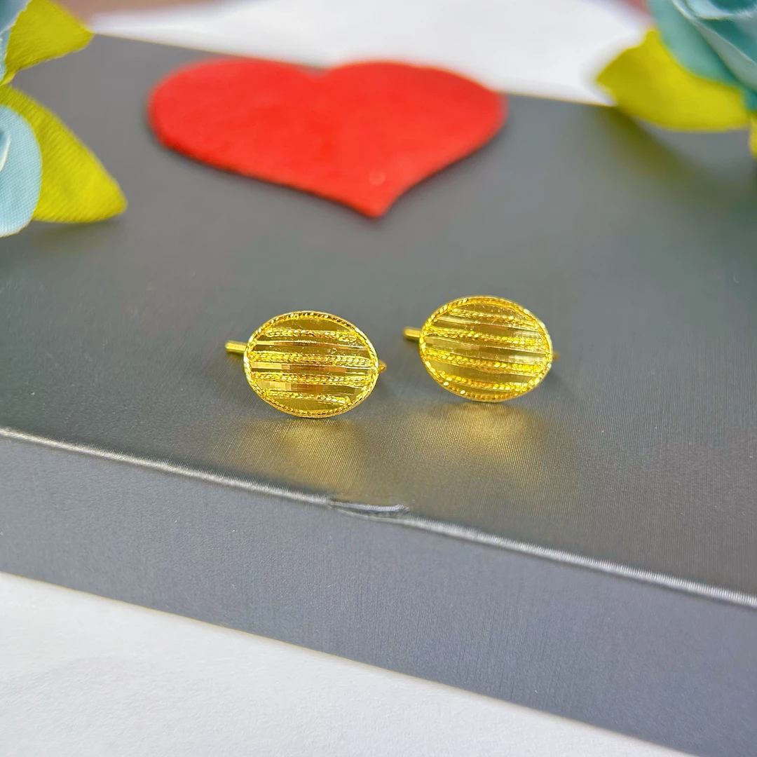 【足金5G纽扣耳钉】B款椭圆弯针爆闪女生【不支持7天无理由退换货】