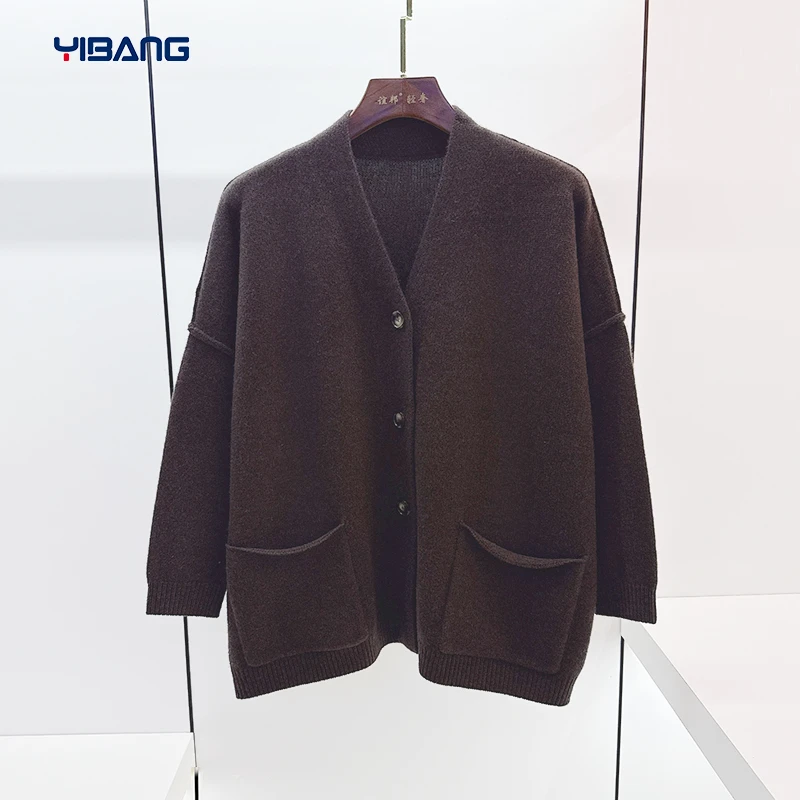 谊邦『康赛妮小山羊绒』厚款中长款休闲慵懒风开衫阔版外套百搭女装