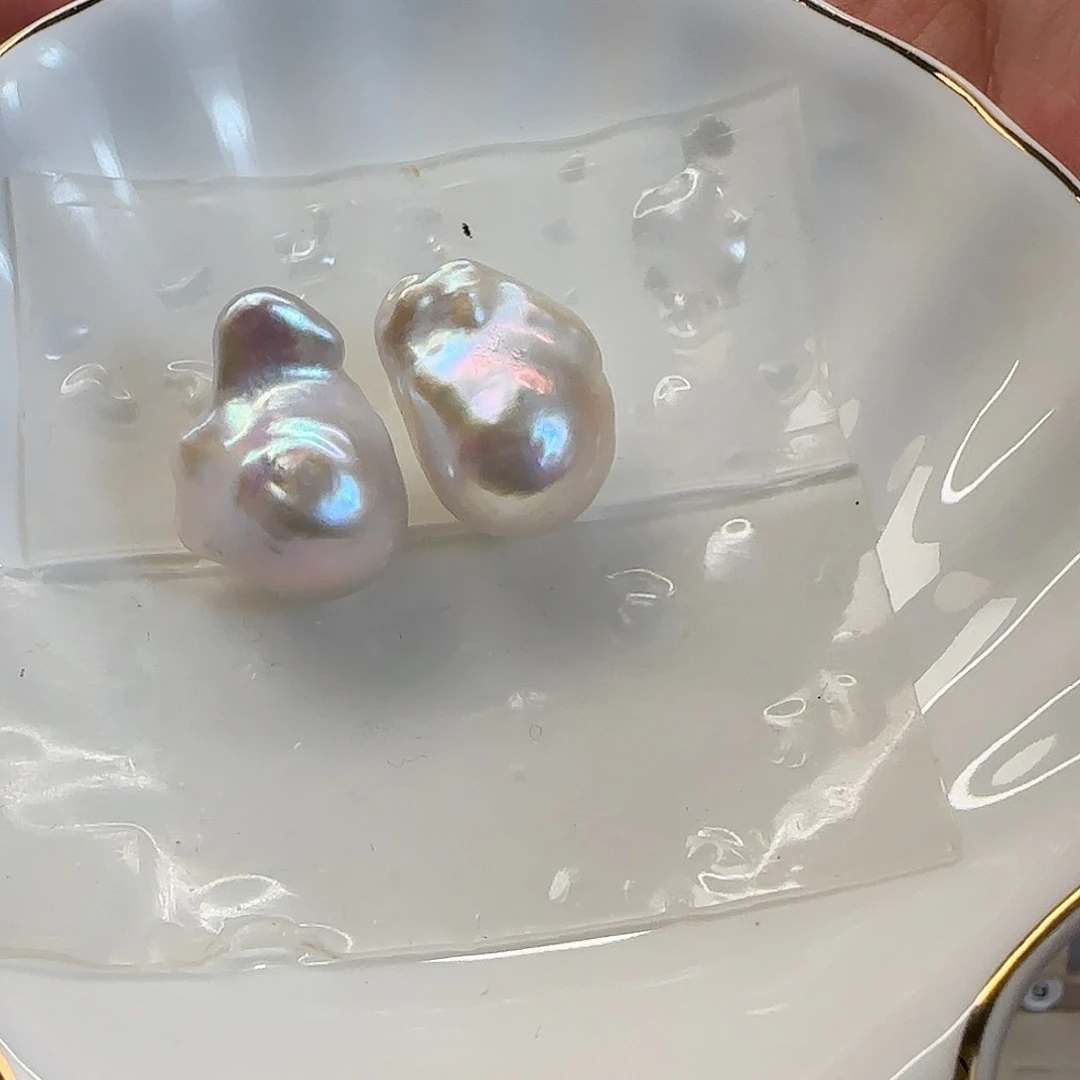 淡水珍珠耳饰银S925镶嵌沫*