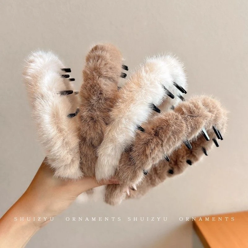 毛绒发箍发卡女2025新款高颅顶压发头箍女款洗脸带齿头箍头饰女士