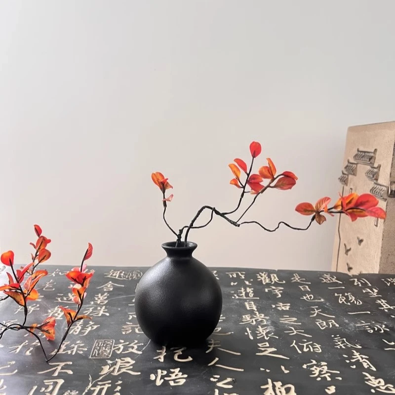 红枫叶仿真花禅意枫叶卧室客厅装饰摆件北欧复古简约民宿红叶