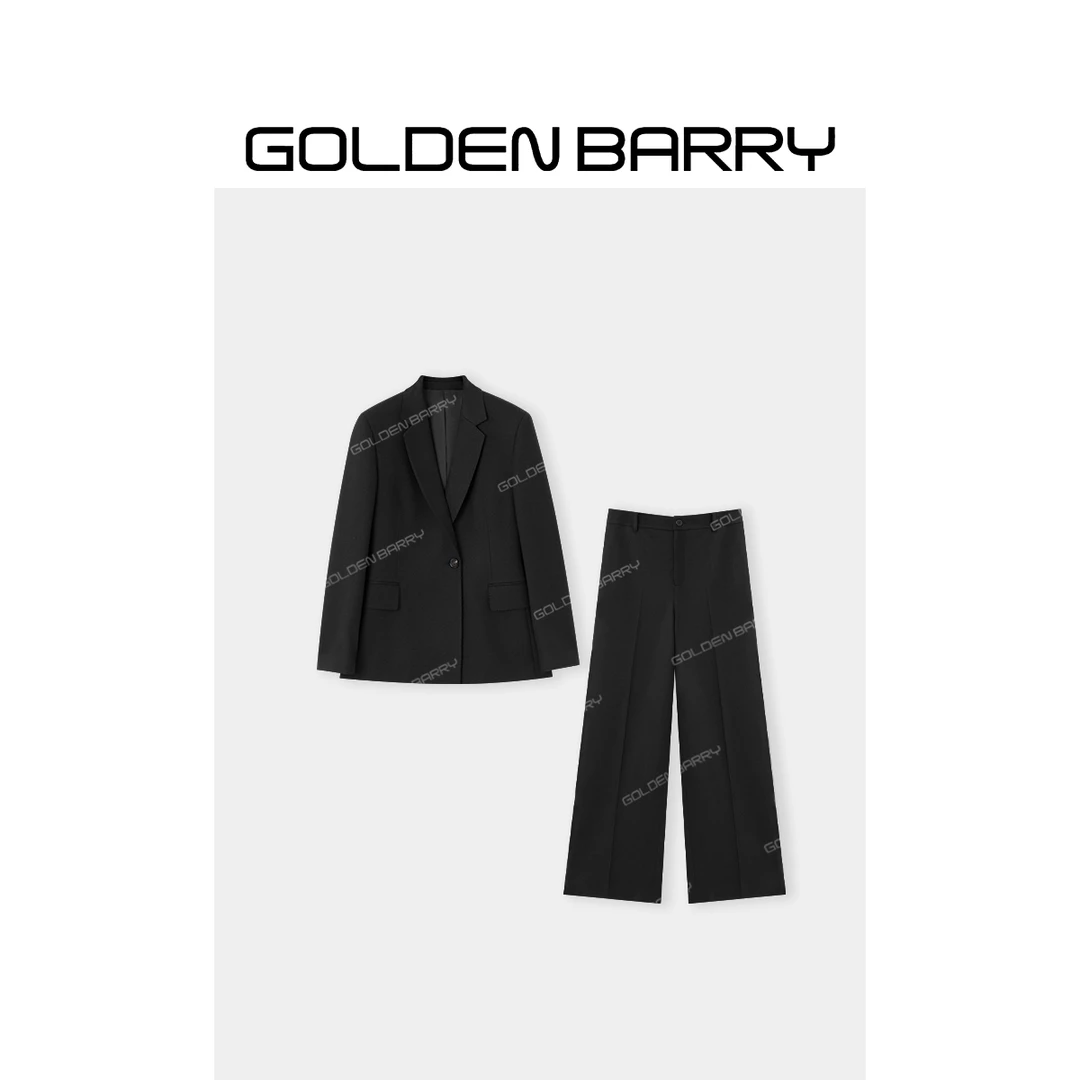 GOLDENBARRY|100163/541175“魅力磁场”收腰西装/羊毛阔腿裤/套装