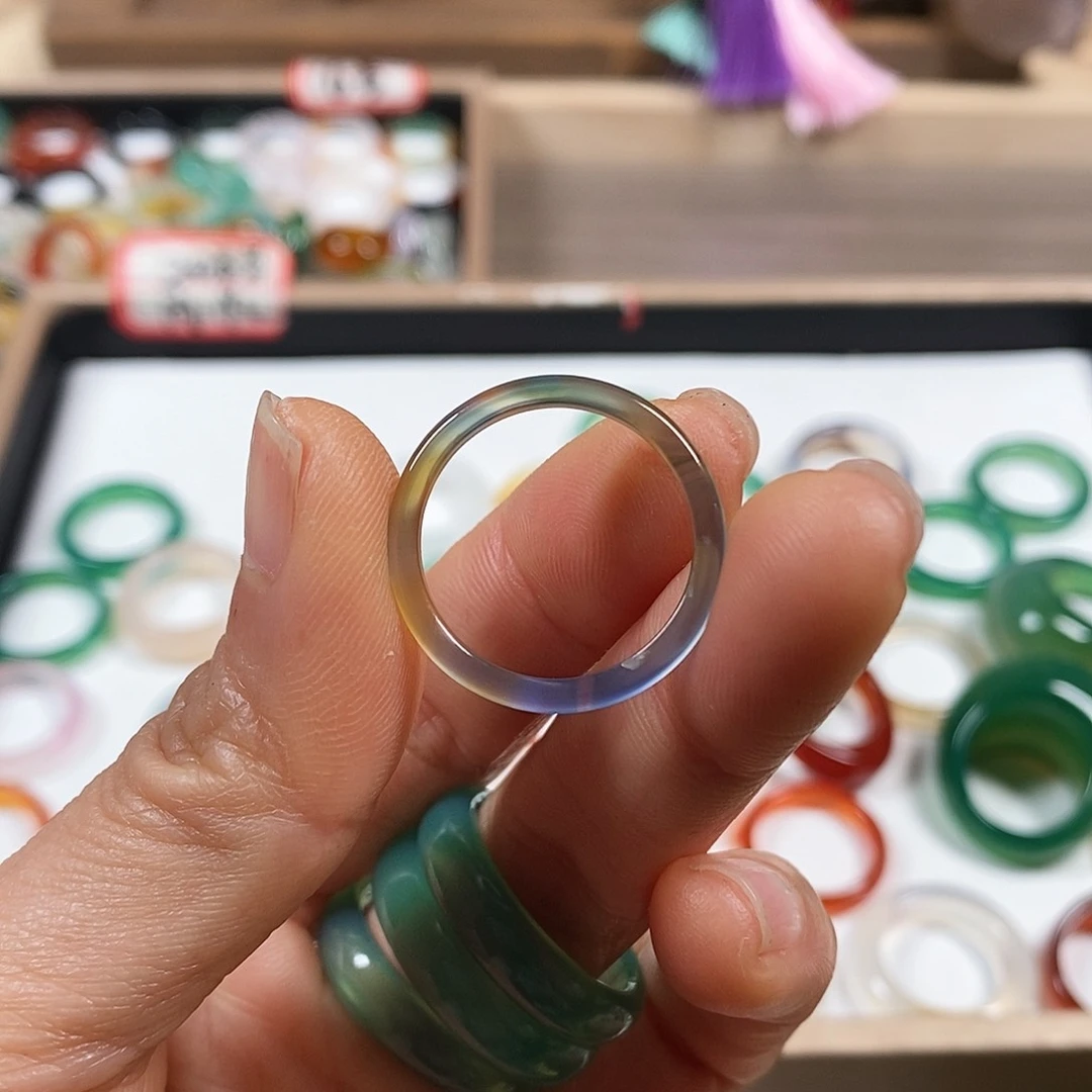 玛瑙/玉髓戒指未镶嵌✨****π