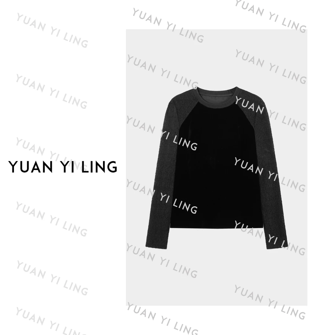 袁艺灵【优雅恋人】25秋季新款小众设计感拼接显瘦时尚百搭上衣5037