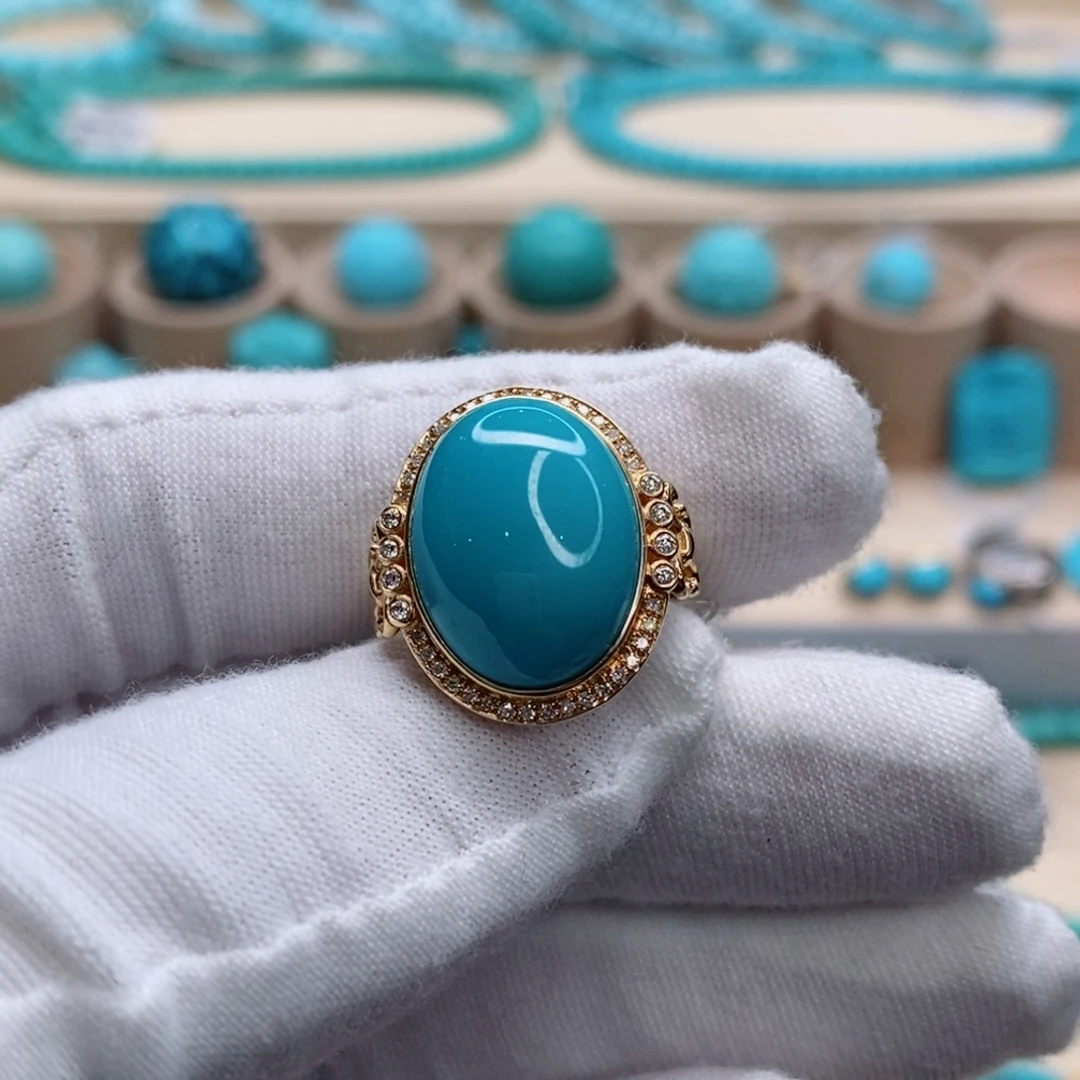 绿松石珠宝奇石18K金镶嵌