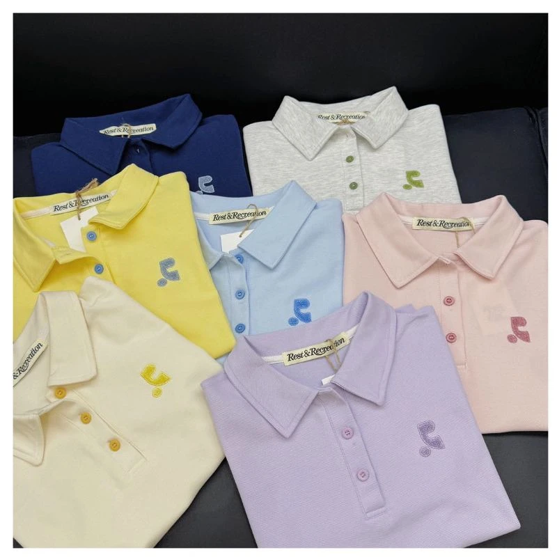 5167【逗号polo衫】Y韩系双R逗号系列翻领短袖T恤百搭显瘦Polo领