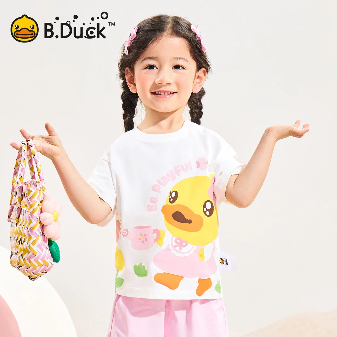 B.Duck小黄鸭儿童夏季新款短袖透气百搭卡通T恤可爱上