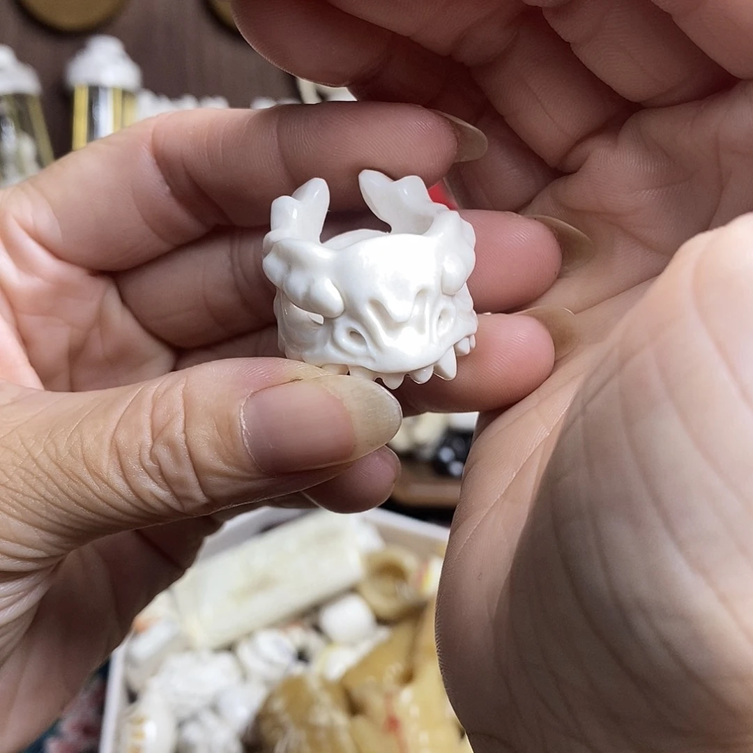 鹿骨把件46号17内径恶龙跑环