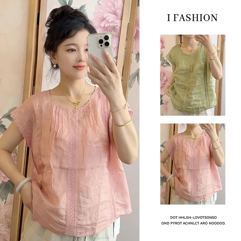 新中式国风衬衫女士2026夏季新款时尚百搭气质不撞款显瘦圆领小衫