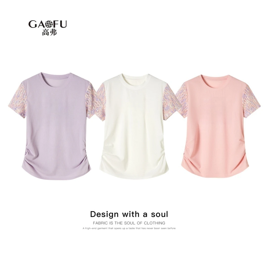 高弗/GAOFU 星空纳米 镂空花朵  收腰T恤女A6699