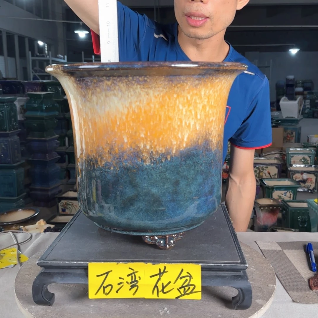 一风堂石湾花盆  内口26，内深23