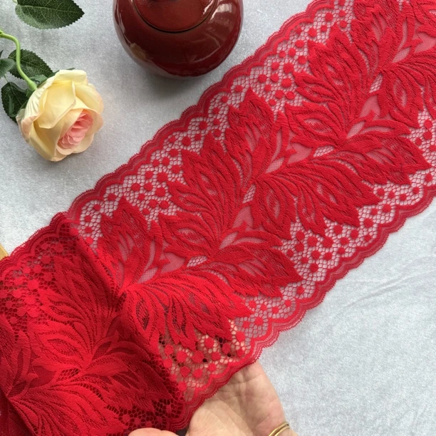 红色蕾丝花边服装辅料裙子袖子下摆花边黑色蕾丝花边辅料