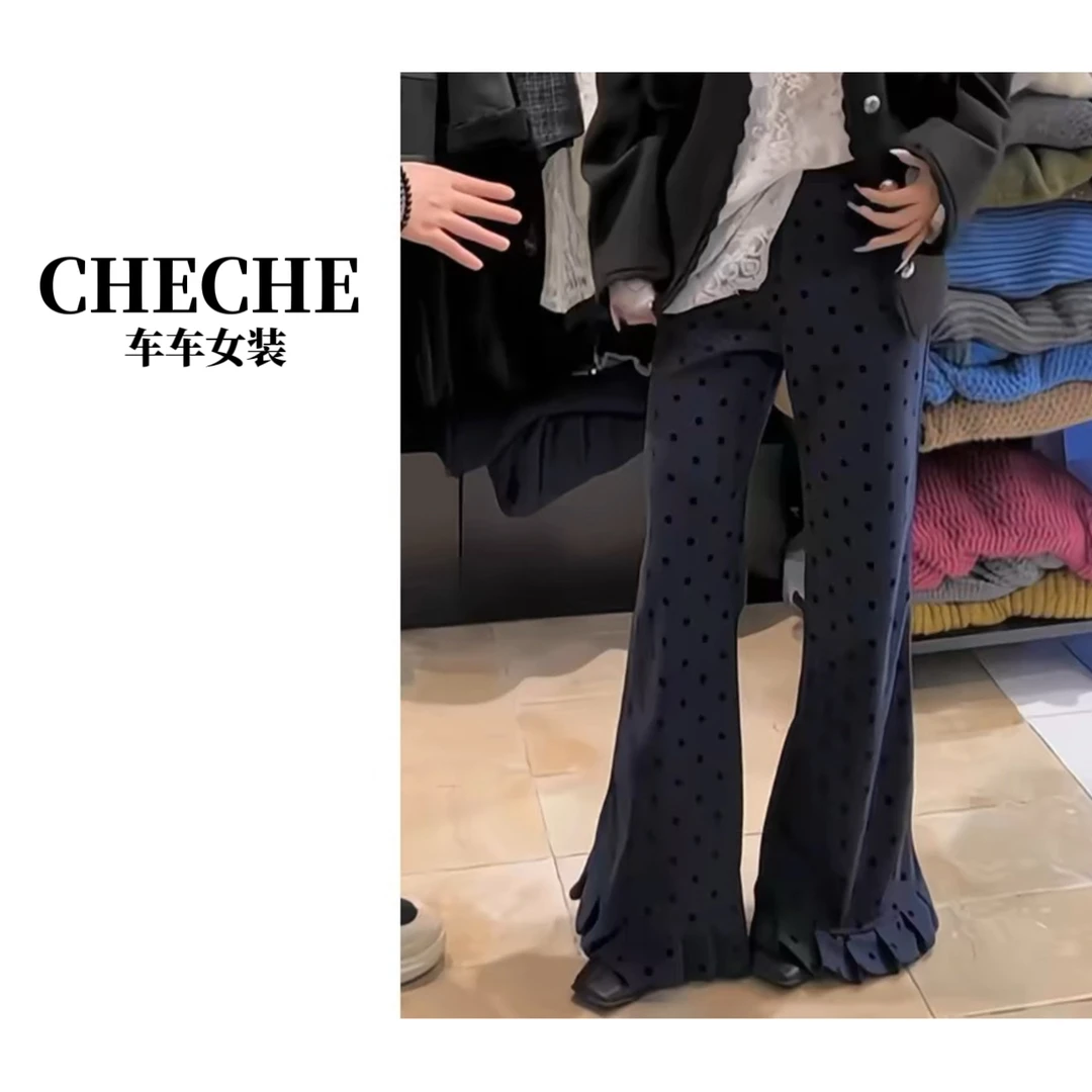 언니 예쁘다 【腿精指南】超舒服微喇裤圆点百搭裤显瘦休闲气质时尚高腰