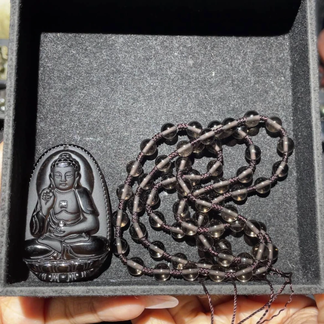 【闪购商品】未镶嵌黑曜岩吊坠(赠链)够*儿