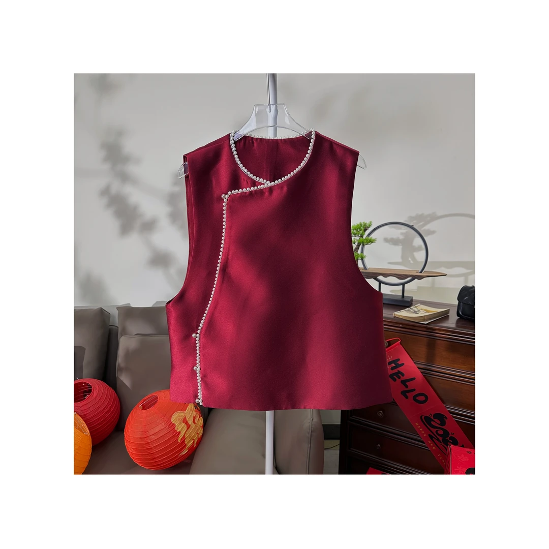 【珍珠马甲】25年新中式国潮珍珠边丝毛时尚高级百搭宽松版马甲