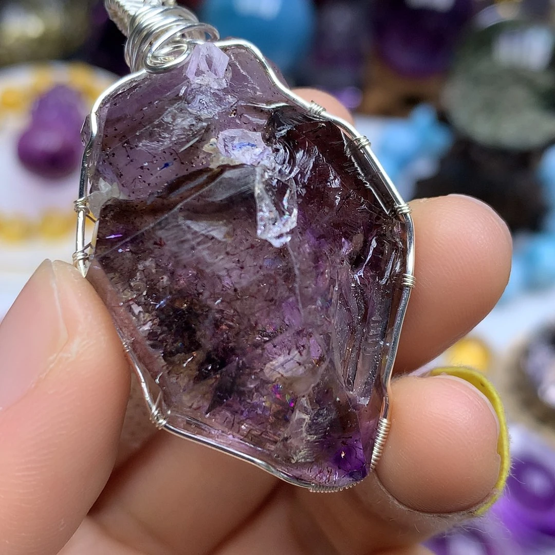 未镶嵌水晶珠宝半成品超七原石吊坠