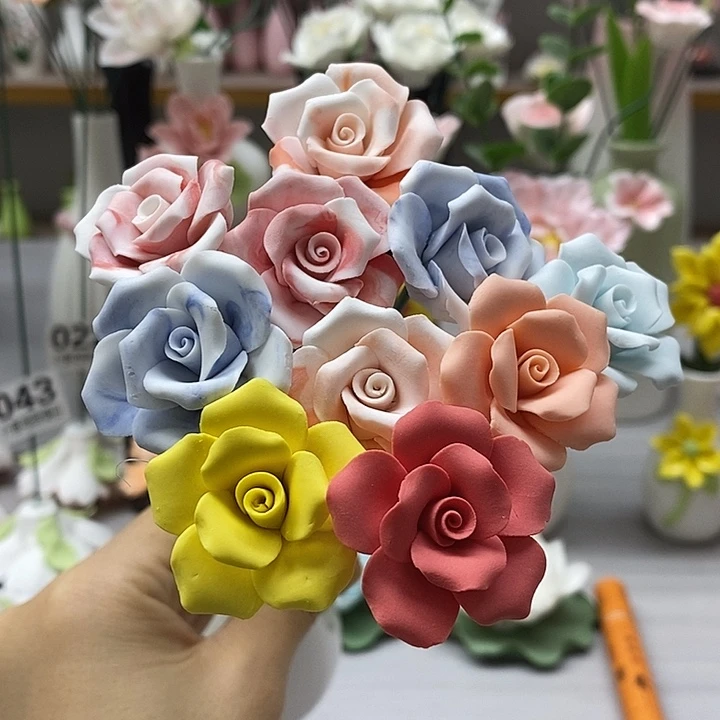 陶瓷陶瓷材料10朵素烧