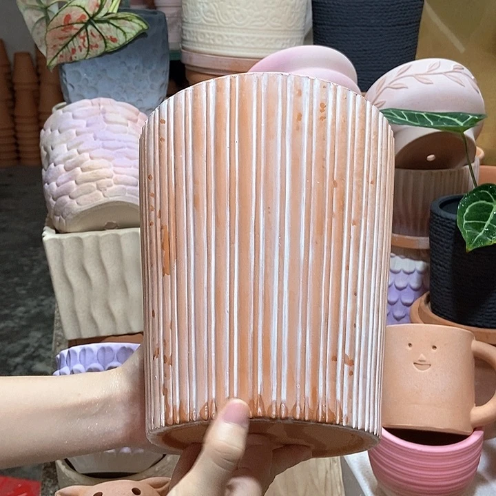 20×22 条纹花盆 复古