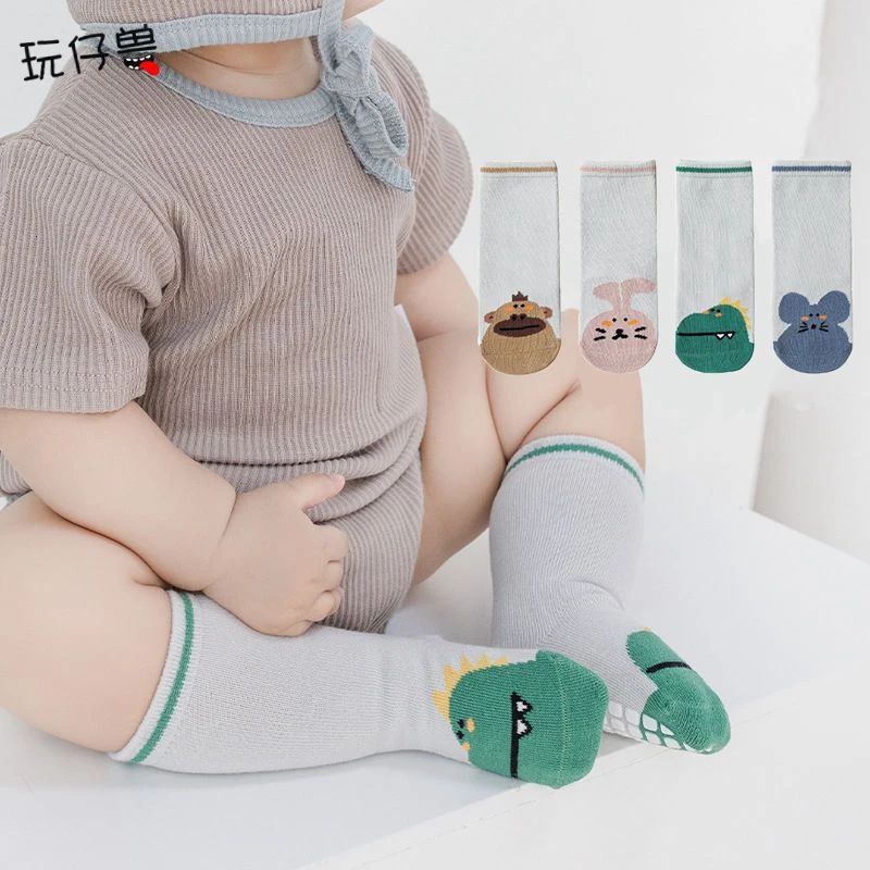 婴儿地板袜春秋中筒卡通地板袜防滑点胶早教室内居家学步鞋袜