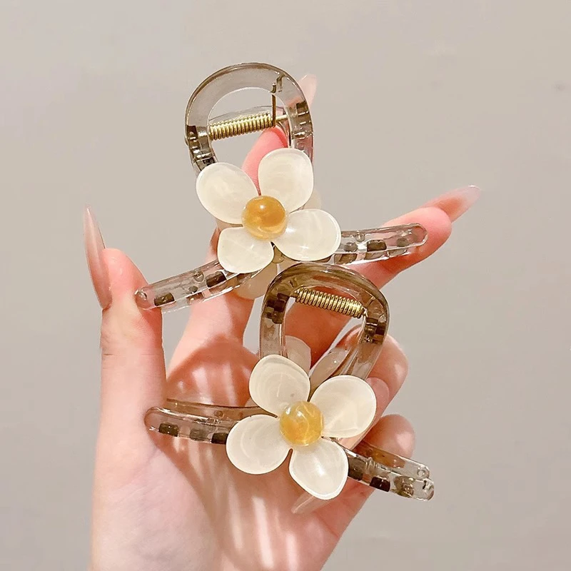 2025年新款气质花朵鲨鱼夹女夏季后脑勺盘发抓夹发卡头饰优雅发饰