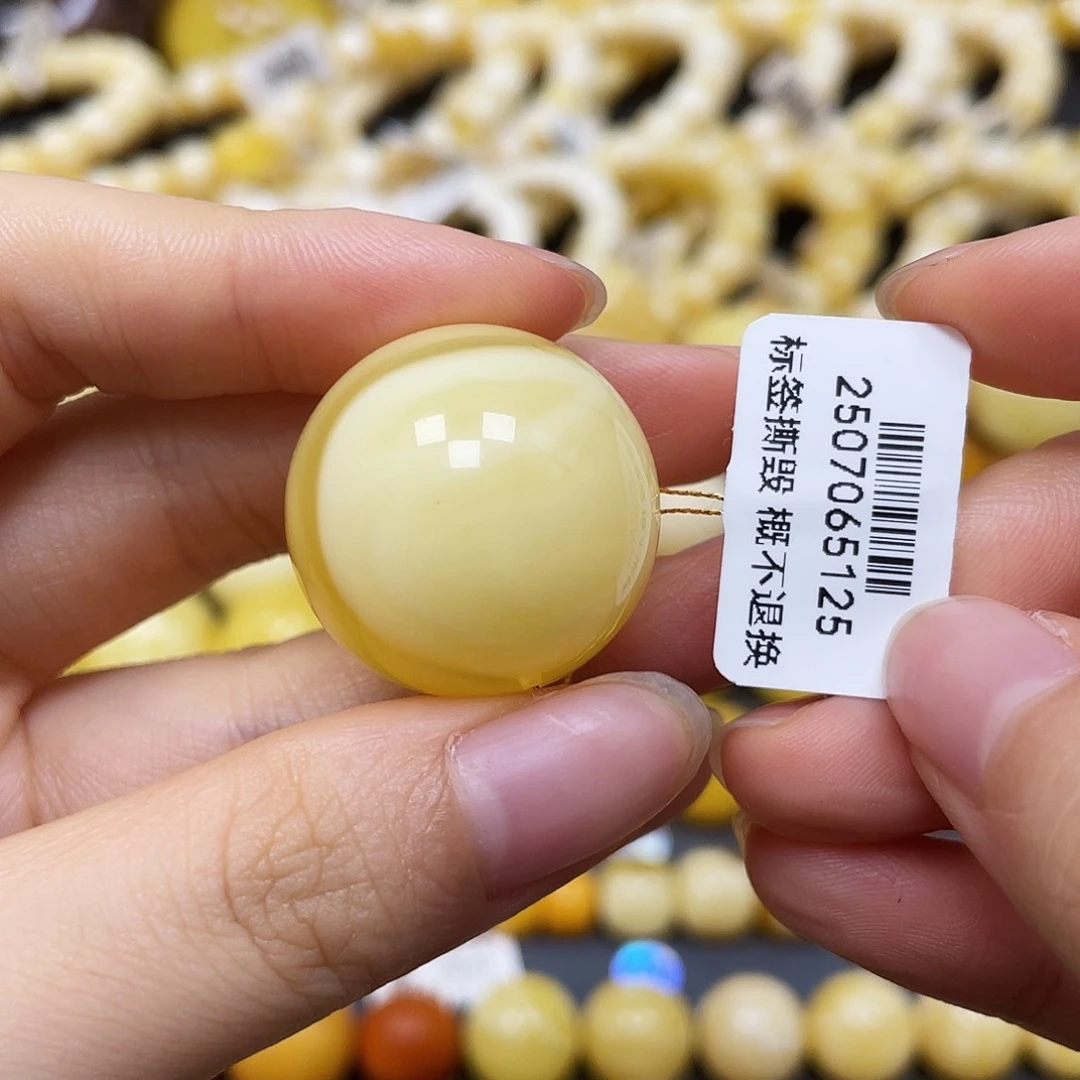 未镶嵌蜜蜡裸石圆珠25mm矿灰