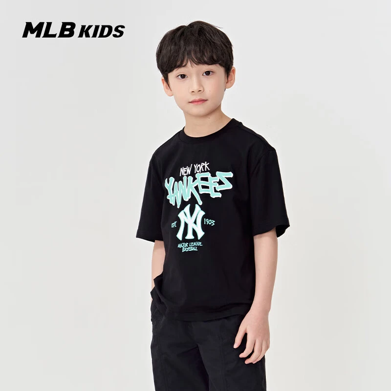 MLB儿童官方男女童潮流个性精致图案时尚圆领T恤25新款7ATSB0253