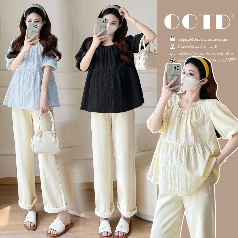 孕妇夏装2025新款韩版时尚百搭宽松显瘦甜美减龄潮妈孕妇上衣夏季
