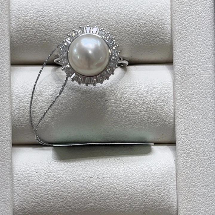 海水珍珠银S925镶嵌戒指澳白9-10mm 114号