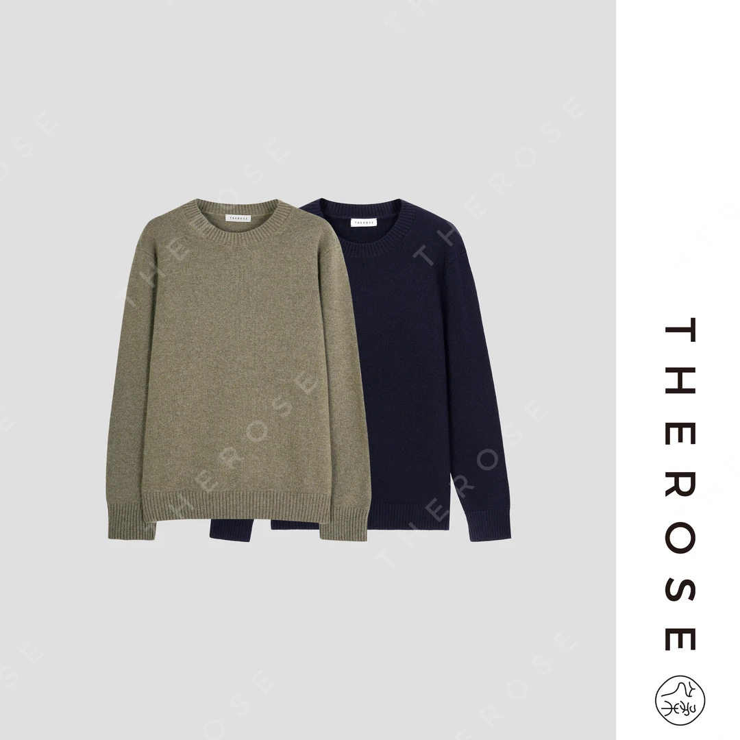 之柔【绅士本色】时尚圆领男士长袖针织羊绒衫简约宽松保暖套头毛衣