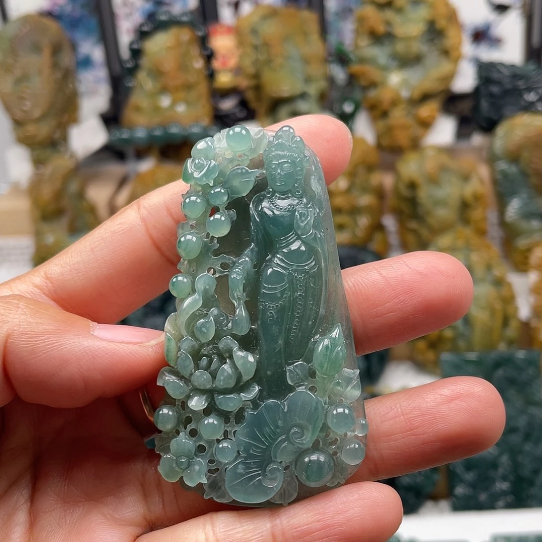 翡翠未镶嵌颈饰天然翡翠a货观音