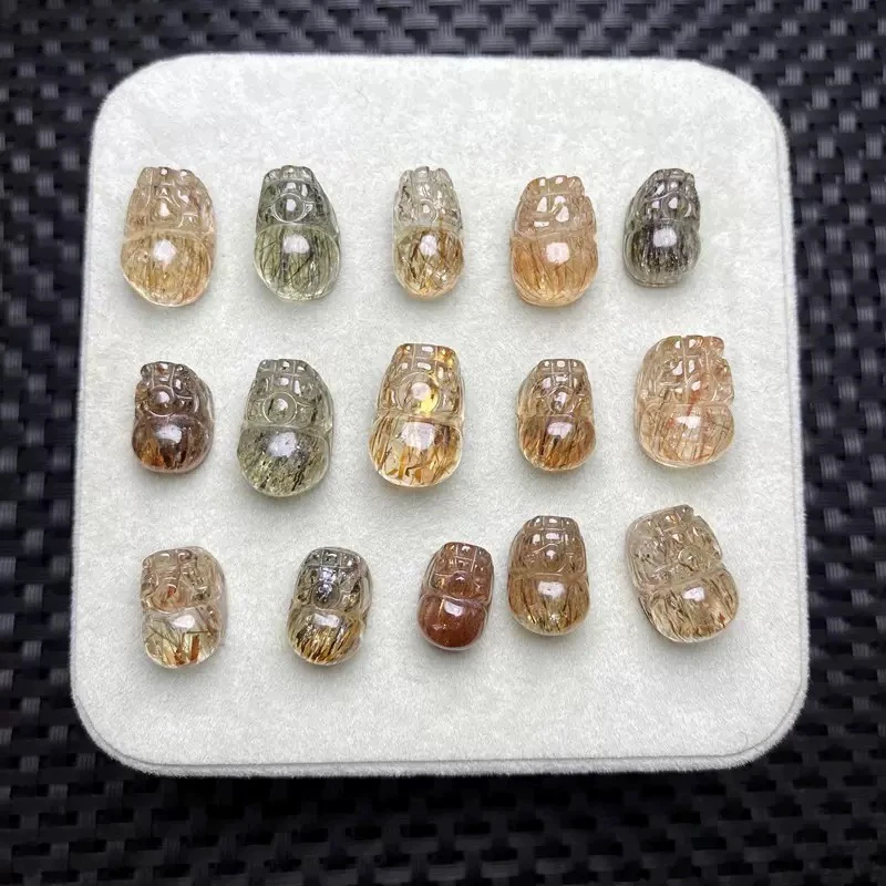 纯天然黑超七水晶貔貅发晶手工编绳百搭配饰紫水晶白水晶黄水晶