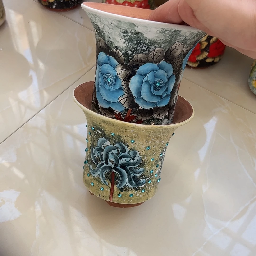 景德镇炫彩手绘景德镇陶瓷花盆