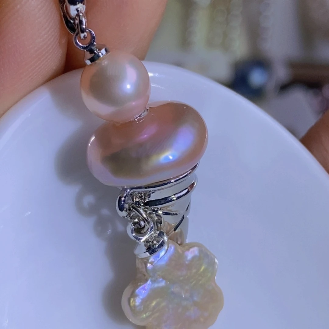 银S925镶嵌天然淡水珍珠淡水珍珠