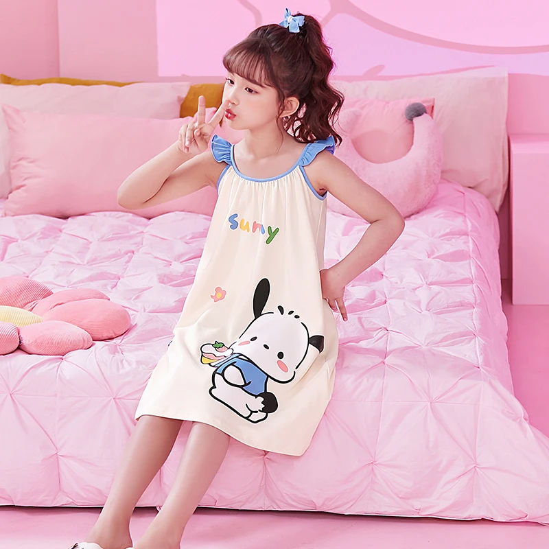儿童睡裙夏棉薄款女童睡衣吊带公主风可爱小孩宝宝家居服裙子