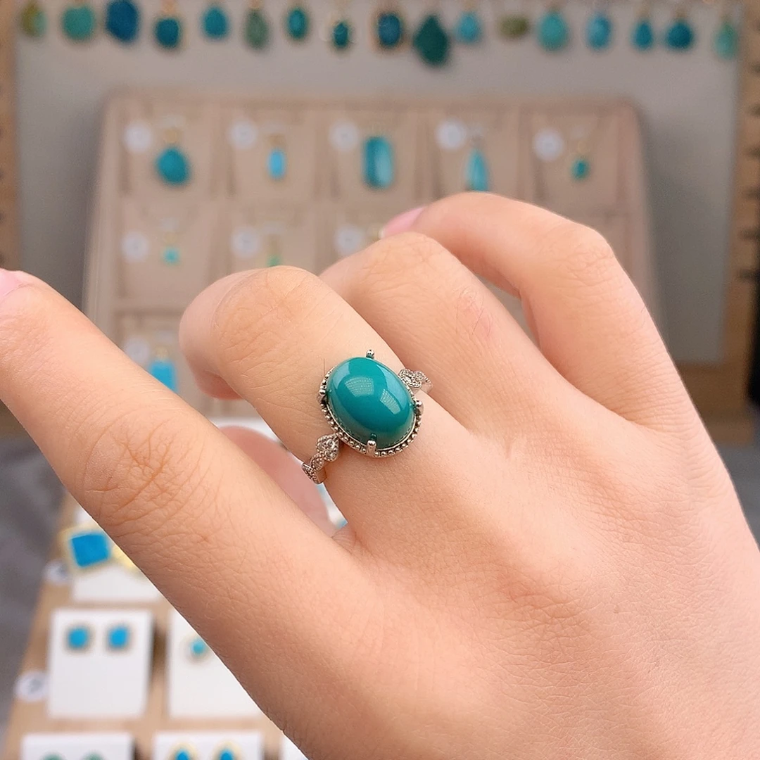 绿松石银S925镶嵌戒指