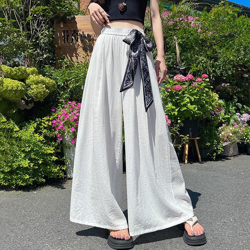 山本阔腿裤女夏季薄款高腰宽松显瘦休闲裤垂感慵懒直筒九分裤