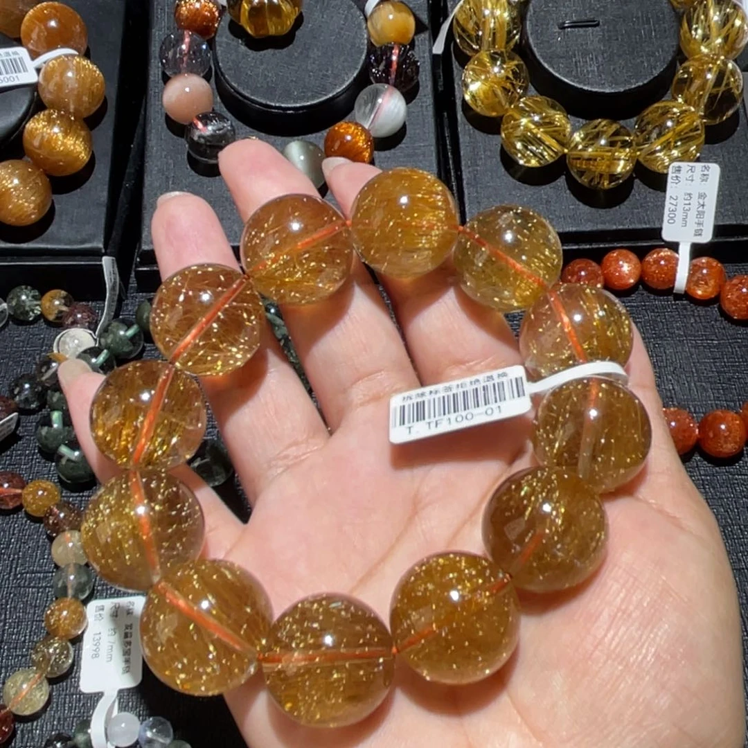 水晶手链未镶嵌黄*峰铜发晶20mm左右