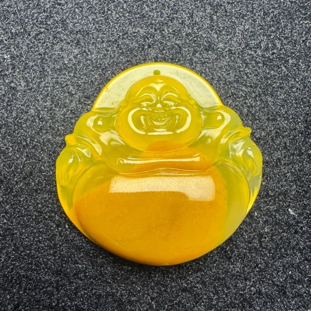 天然黄龙玉佛头吊坠