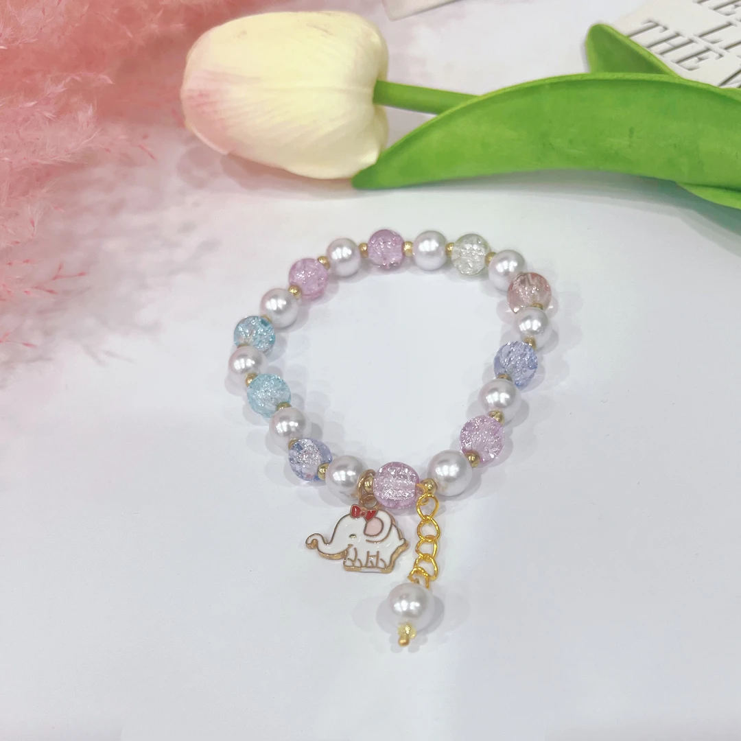 钛钢琉璃手链 3326合金爆闪蓝紫贝珠串珠小象手串