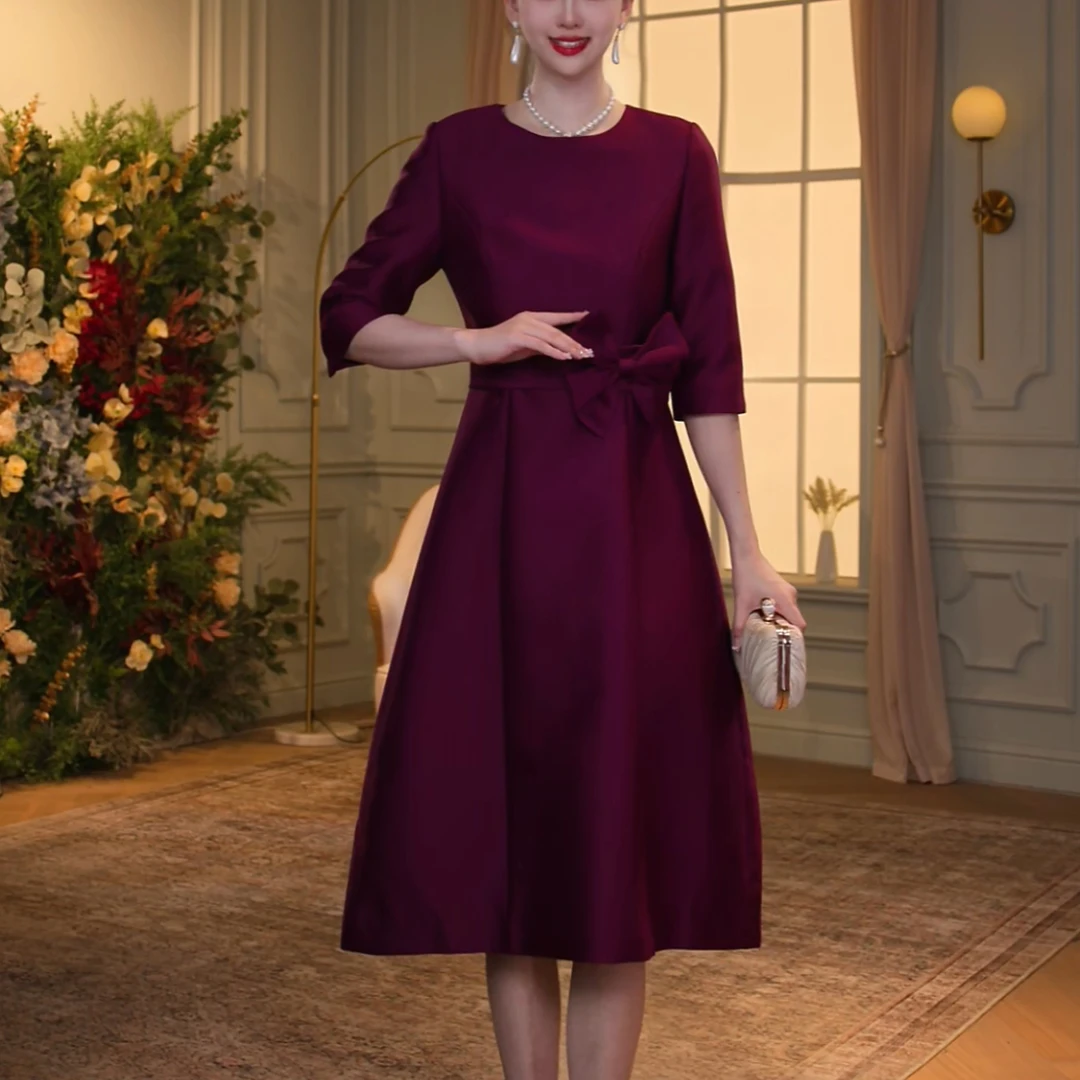 【香妮芬】83513优雅高档2025秋季新款连衣裙显瘦贵气喜妈妈喜婆婆