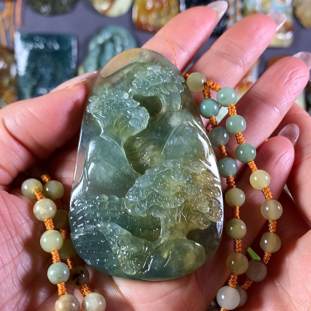 蛇纹石玉未镶嵌吊坠(赠链)