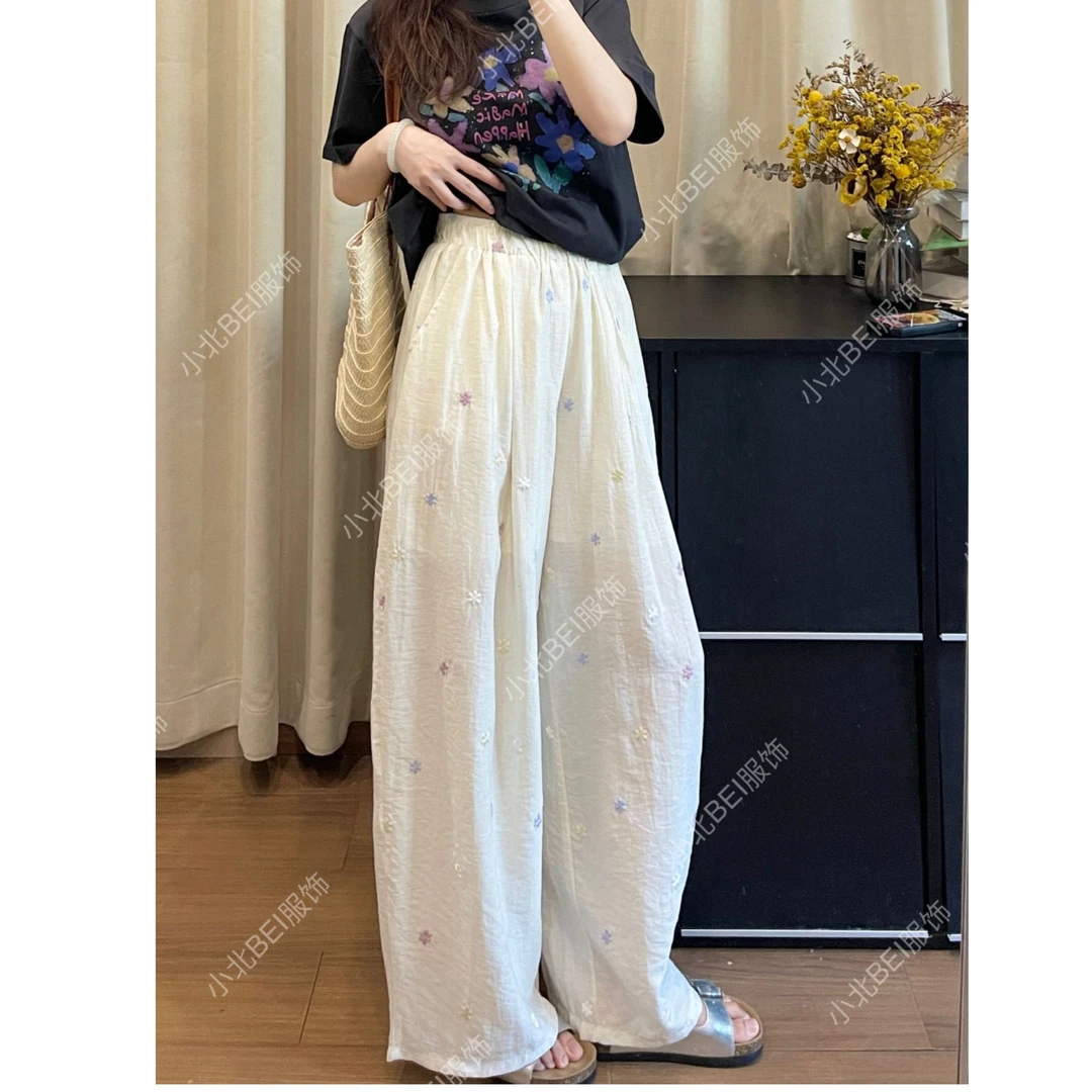 【小花裤】夏季轻薄透气碎花阔腿裤女高腰显瘦垂感休闲裤